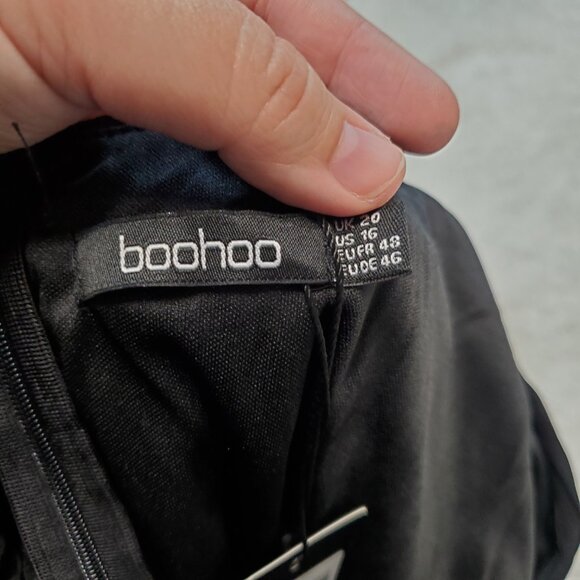 NWT Boohoo Black Occasion Office Formal‎ Pleated Wrap Plus Size Midi Dress 20 - Picture 7 of 11